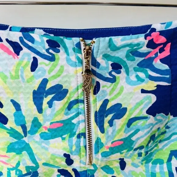 ❤️ Lilly Pulitzer Mari gold skort in blue coral prints Size 00 L38