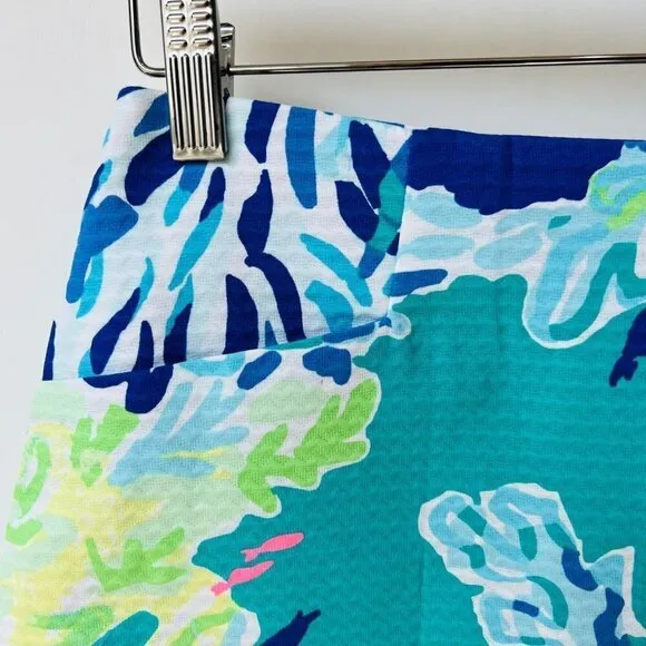 ❤️ Lilly Pulitzer Mari gold skort in blue coral prints Size 00 L38