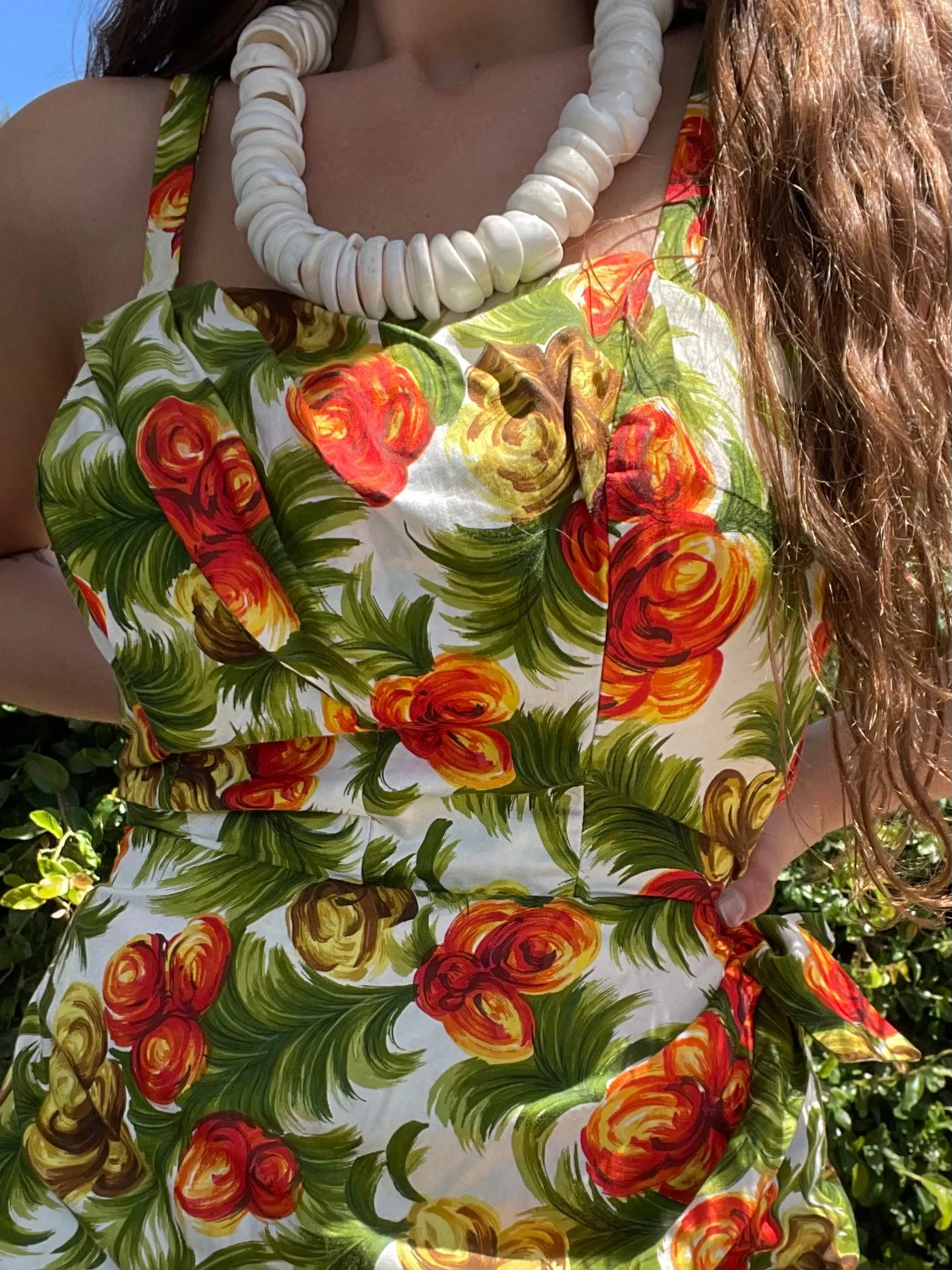 1950s Hawaiian Floral Print Cotton Sarong Style Playsuit