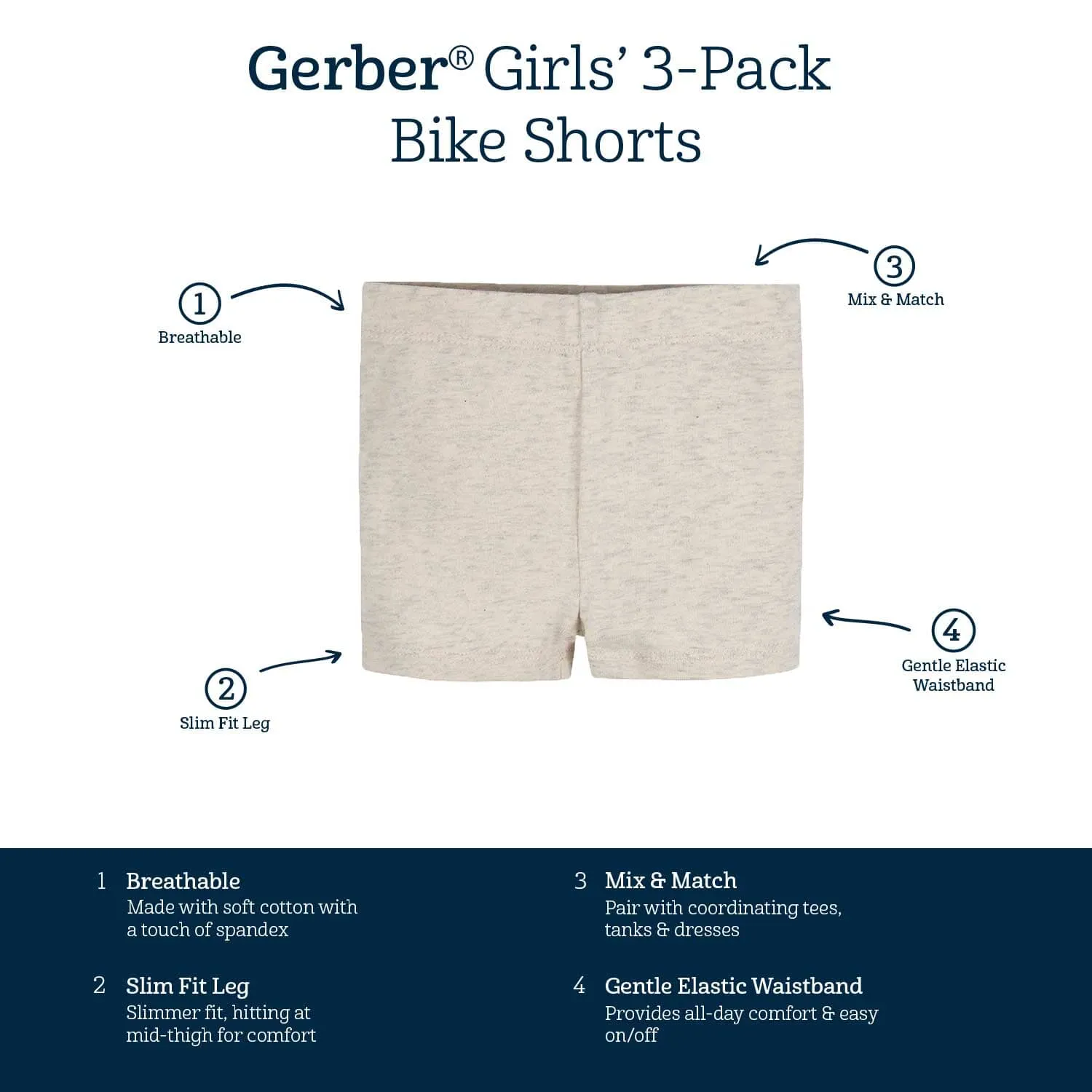 3-Pack Baby & Toddler Girls Sweet Florals Pull-On Bike Shorts