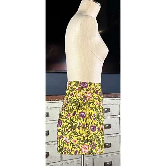 Anthropologie La Fuori Yellow Floral Embroidered Shorts XS
