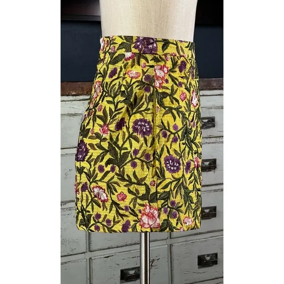Anthropologie La Fuori Yellow Floral Embroidered Shorts XS