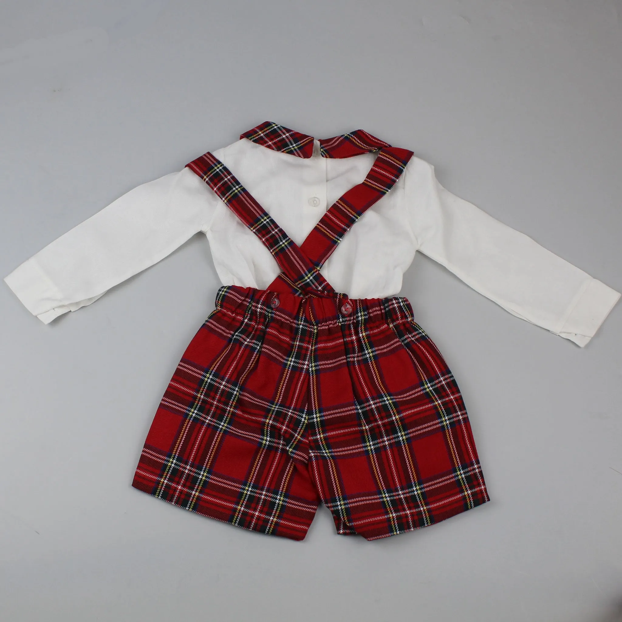 Baby Boys Tartan Two Piece Outfit - Shirt and Short Set