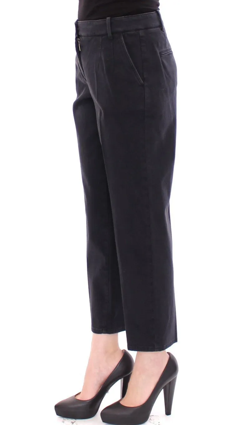 Blue Cotton Cropped Chinos Jeans Pants