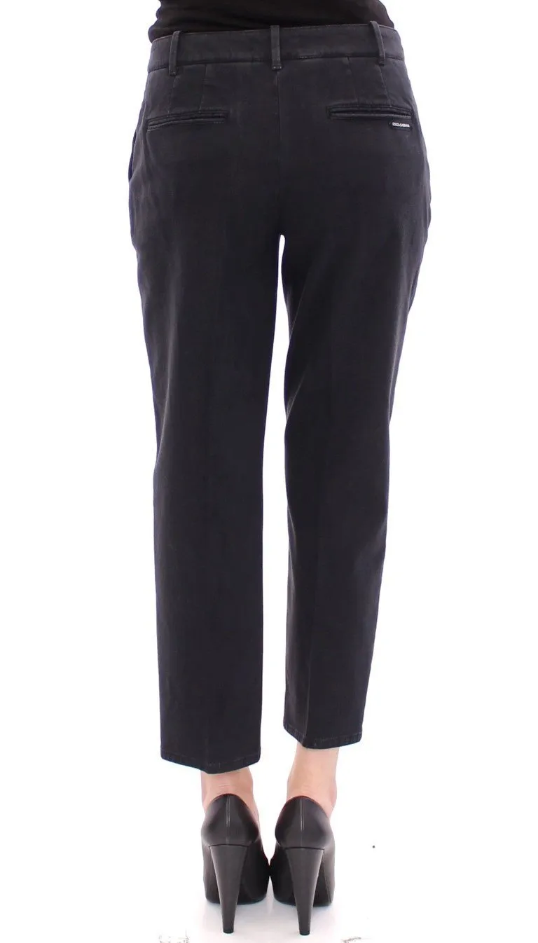 Blue Cotton Cropped Chinos Jeans Pants