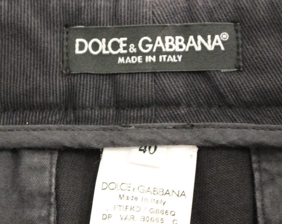 Blue Cotton Cropped Chinos Jeans Pants
