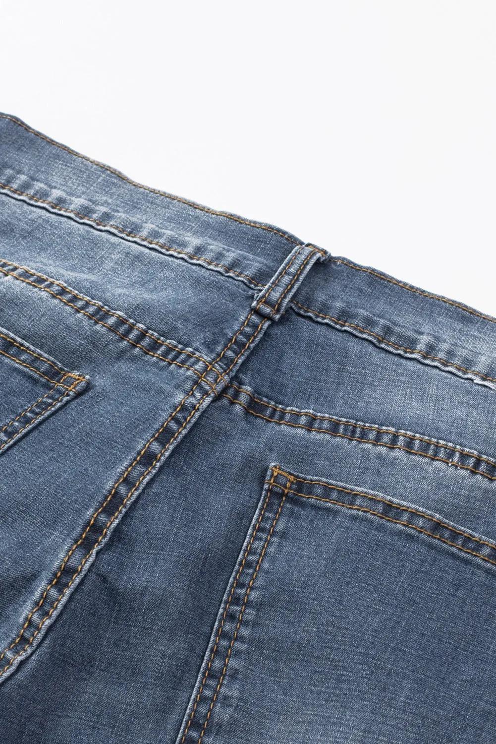 Blue Faith Over Fear Cross Print Distressed Men's Denim Shorts