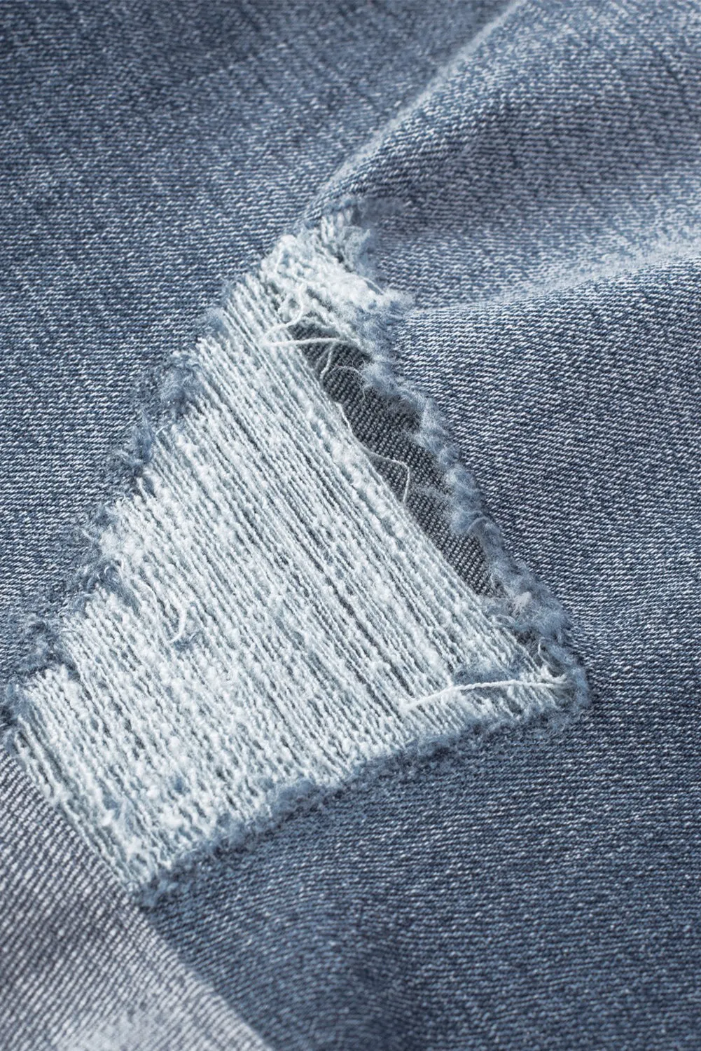 Blue Faith Over Fear Cross Print Distressed Men's Denim Shorts