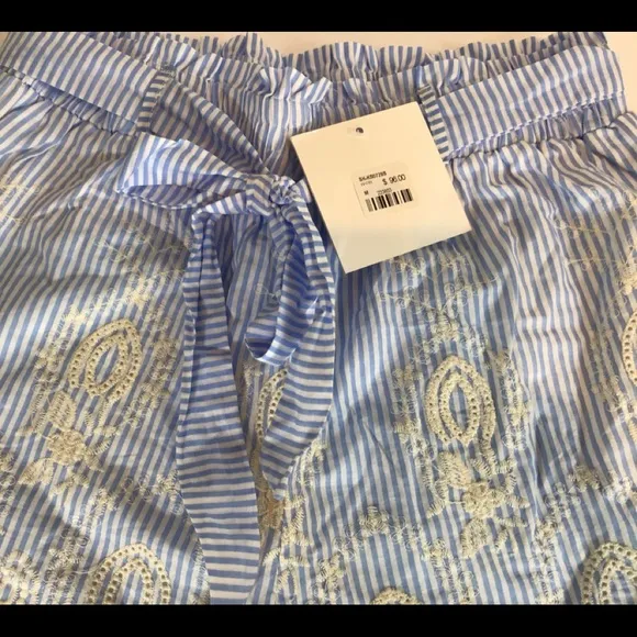 BLUE LIFE SHORTS SEERSUCKER LACE BELTED NWT SZ MED