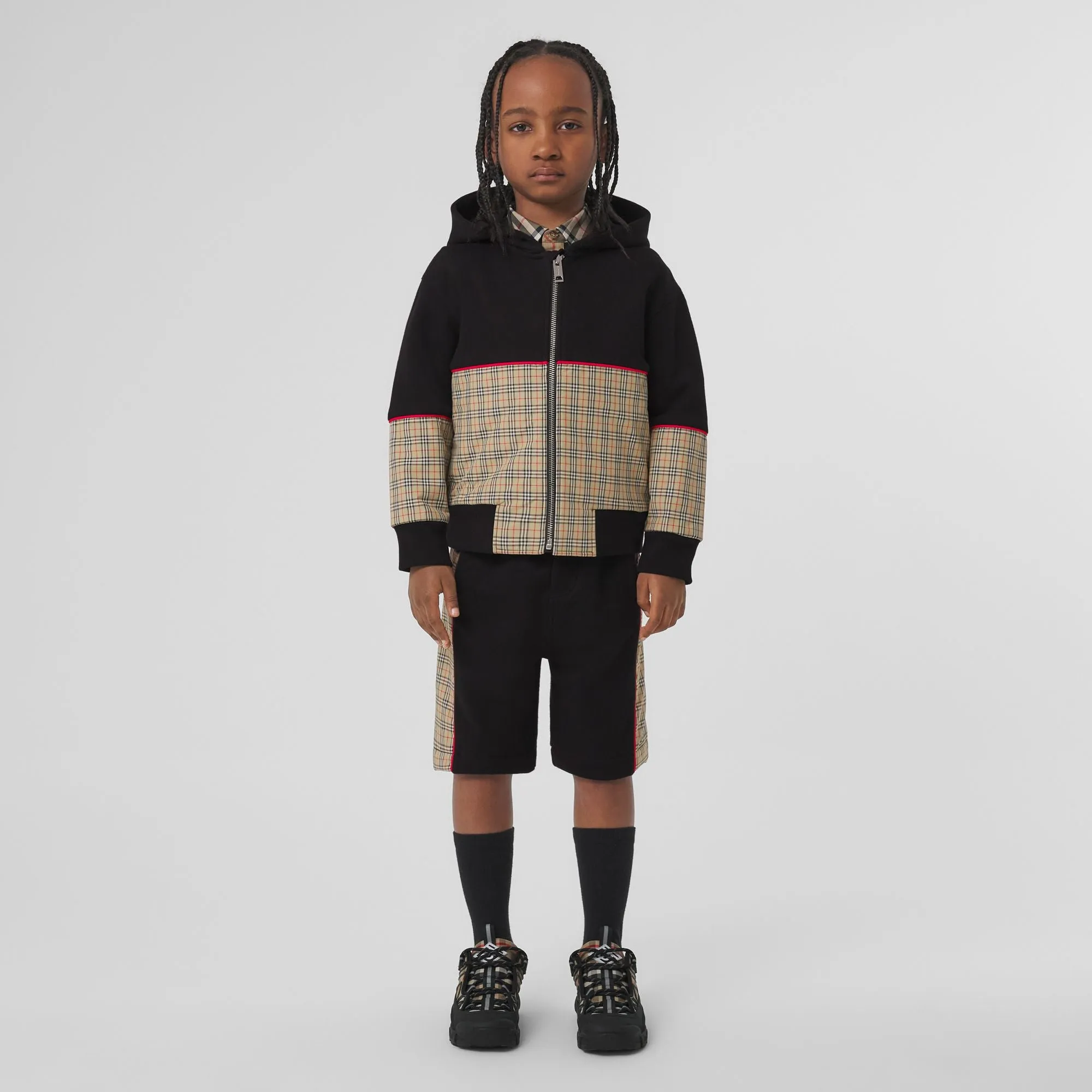 Burberry Boy Check Panel Cotton Shorts