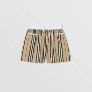 Burberry Girl Icon Stripe Cotton Poplin Shorts