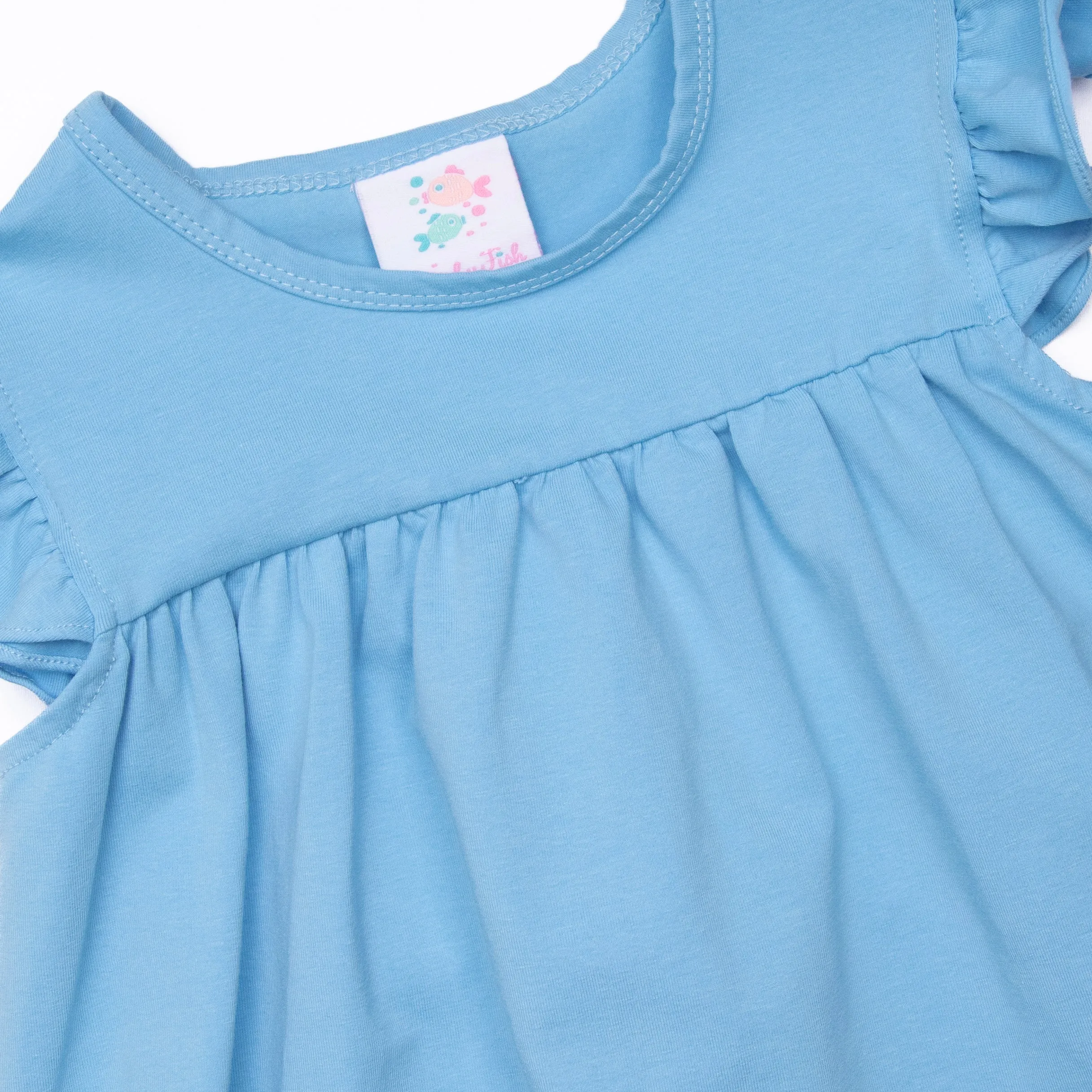 Butterfly Gardens Ruffle Short Set, Blue