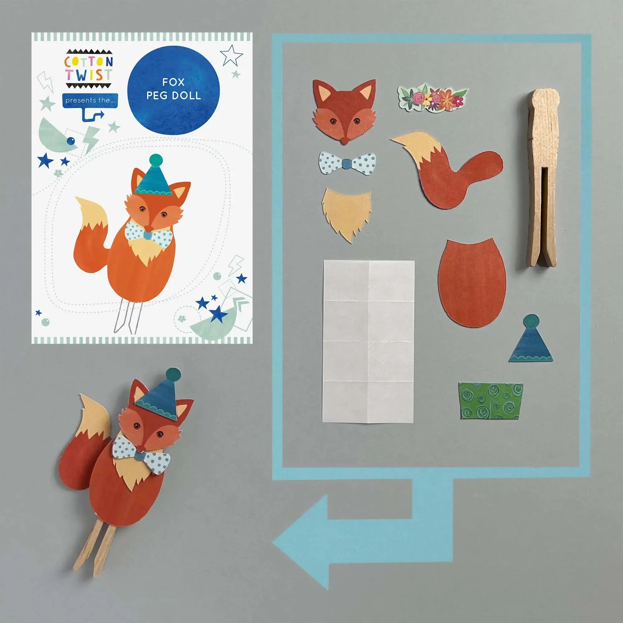 Cotton Twist - Make Your Own Fox Peg Doll Kit