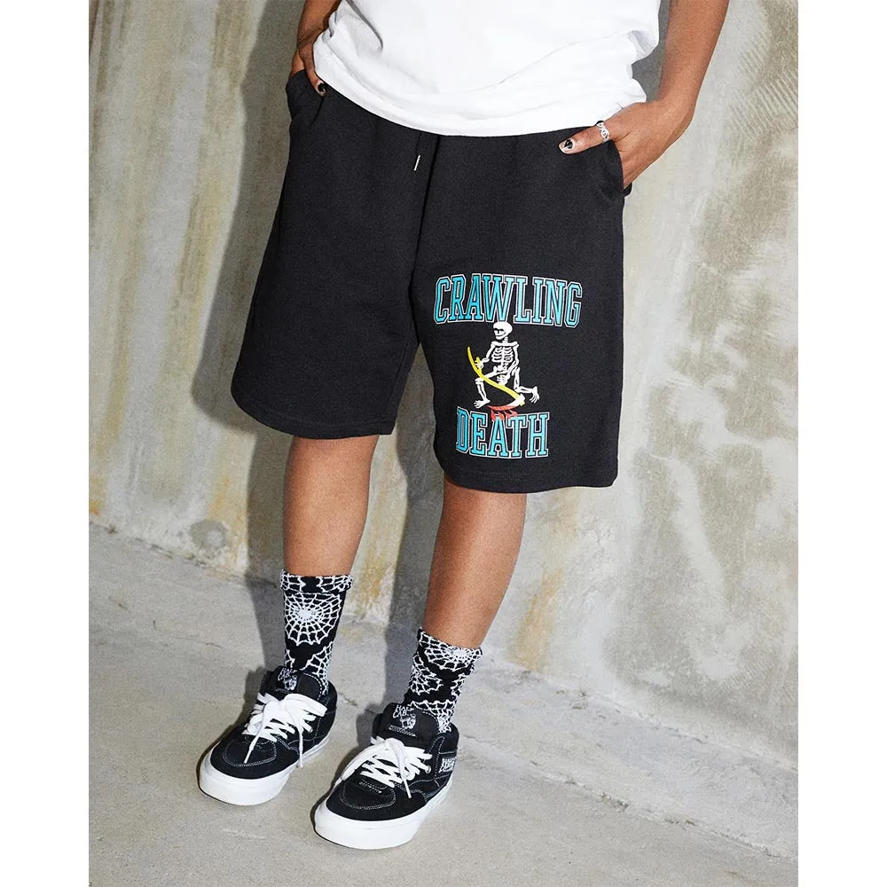 Crawling Death - College Reaper Fleece Shorts Black