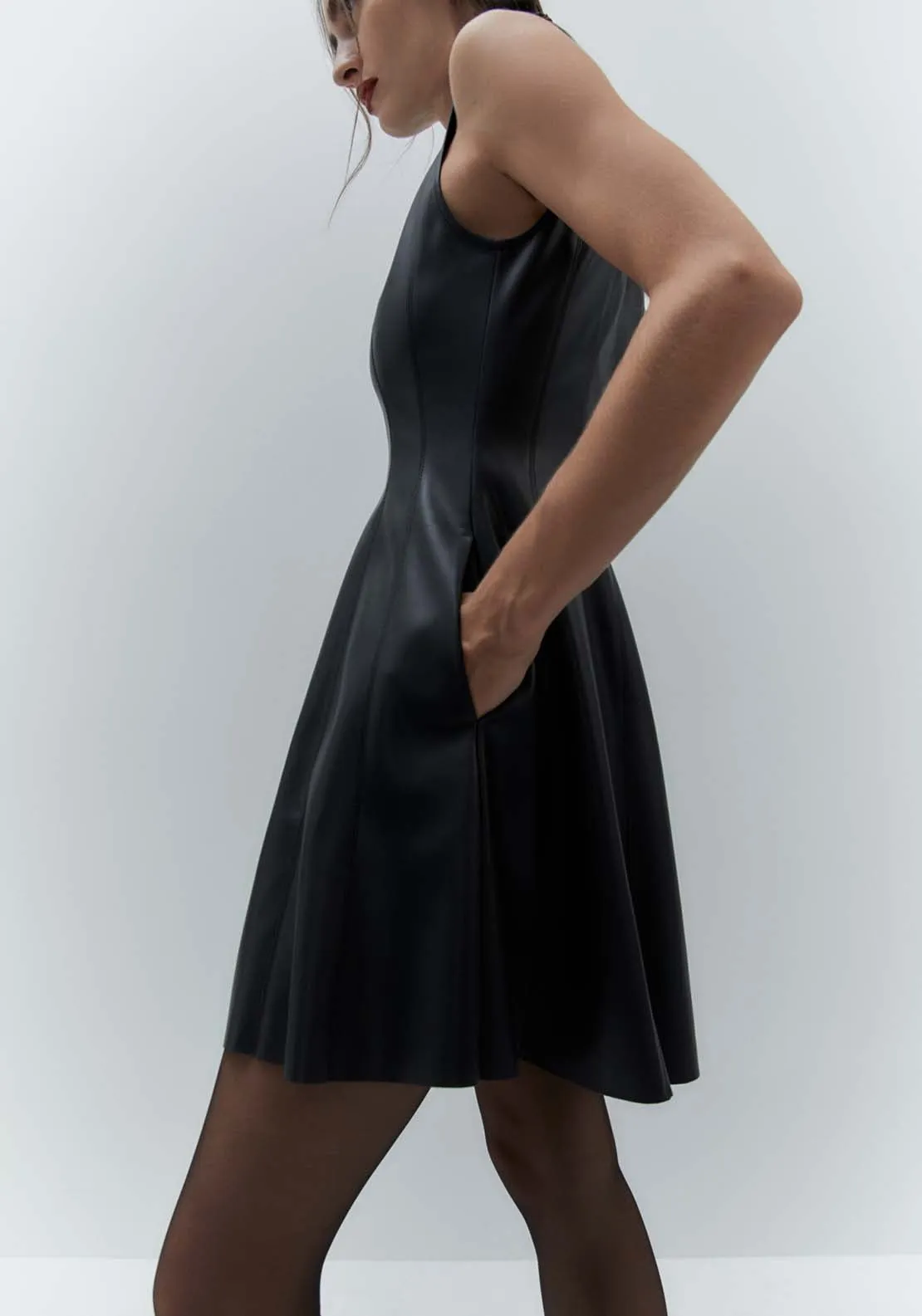 Dress With Mini Flared Skirt - Black