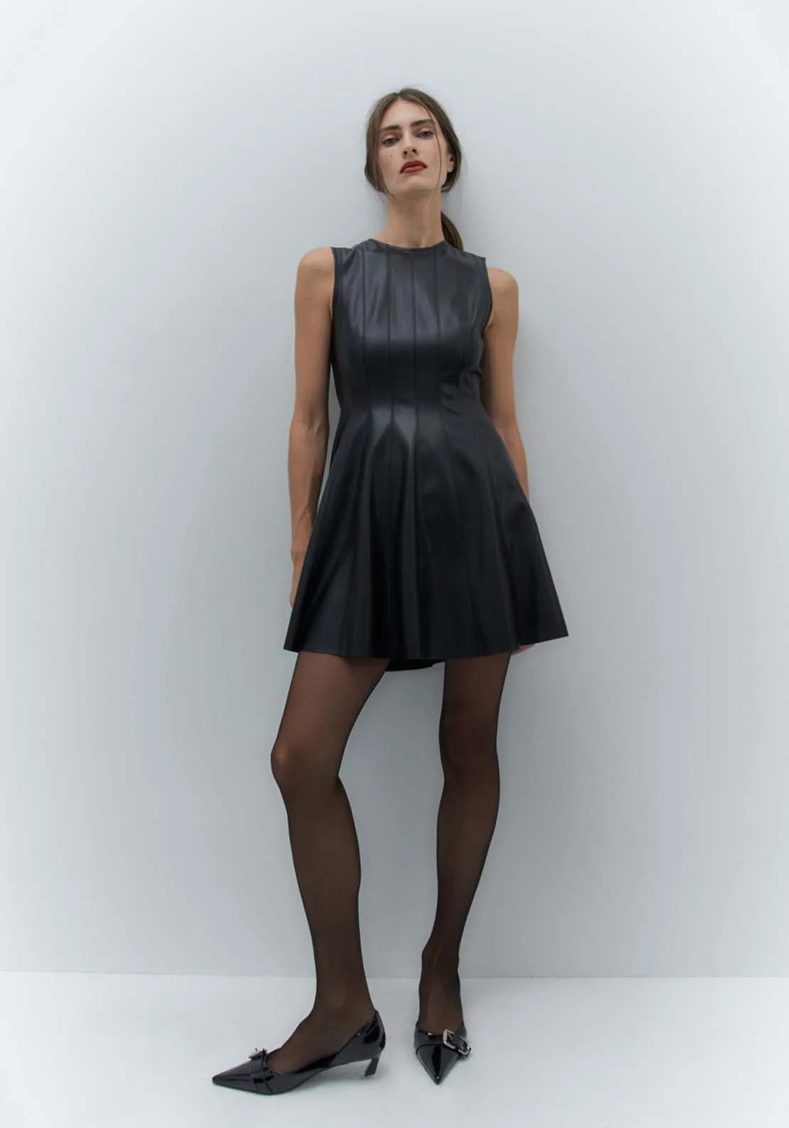 Dress With Mini Flared Skirt - Black