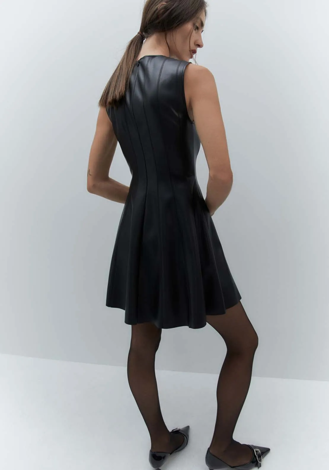Dress With Mini Flared Skirt - Black