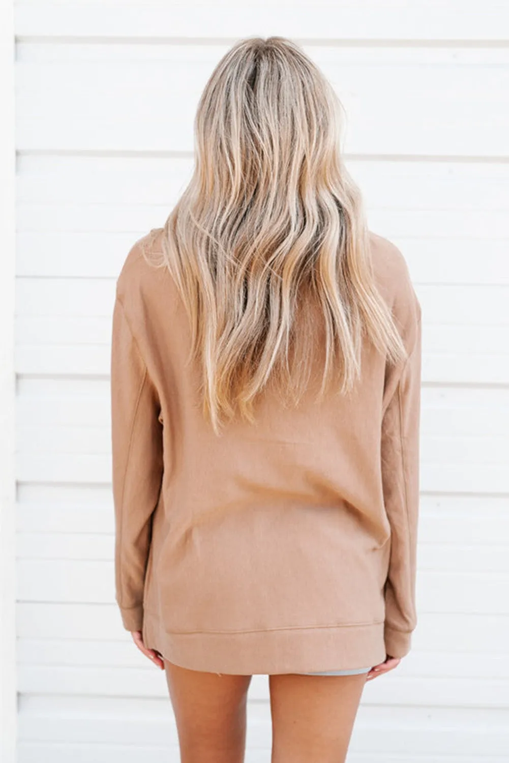 Flaxen Solid Drop Shoulder Quarter Zip Sweatshirt