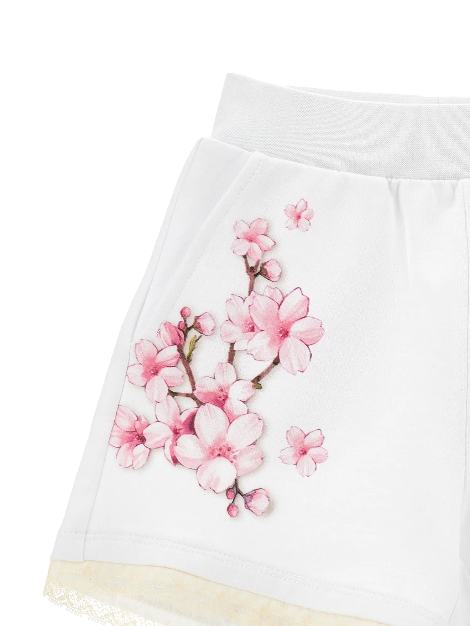 Girls White Blossom Shorts