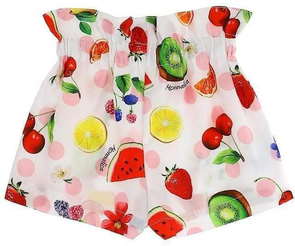 Girls White Cherry Shorts