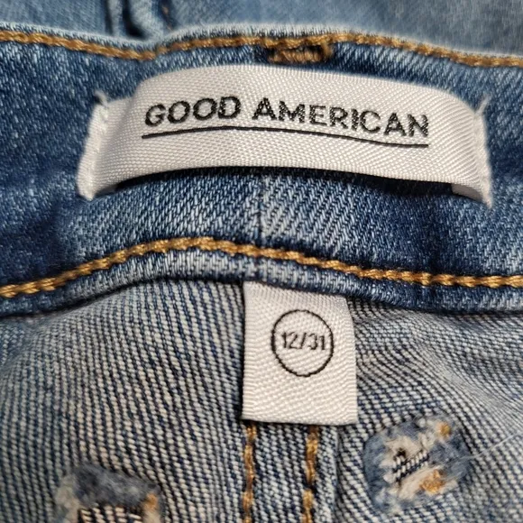 Good American Denim Shorts Cutoff Distressed Medium Wash Size 12/31