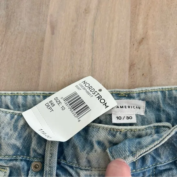 Good American Shorts Size 10/30 Bombshell Denim Jean Fringe Hem NWT $119
