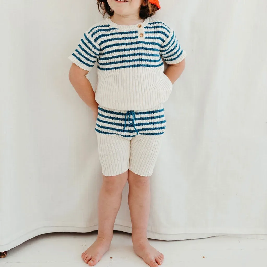 Heritage Knit Short - Ocean Stripes