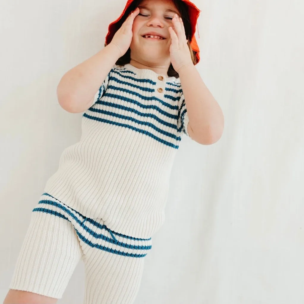 Heritage Knit Short - Ocean Stripes