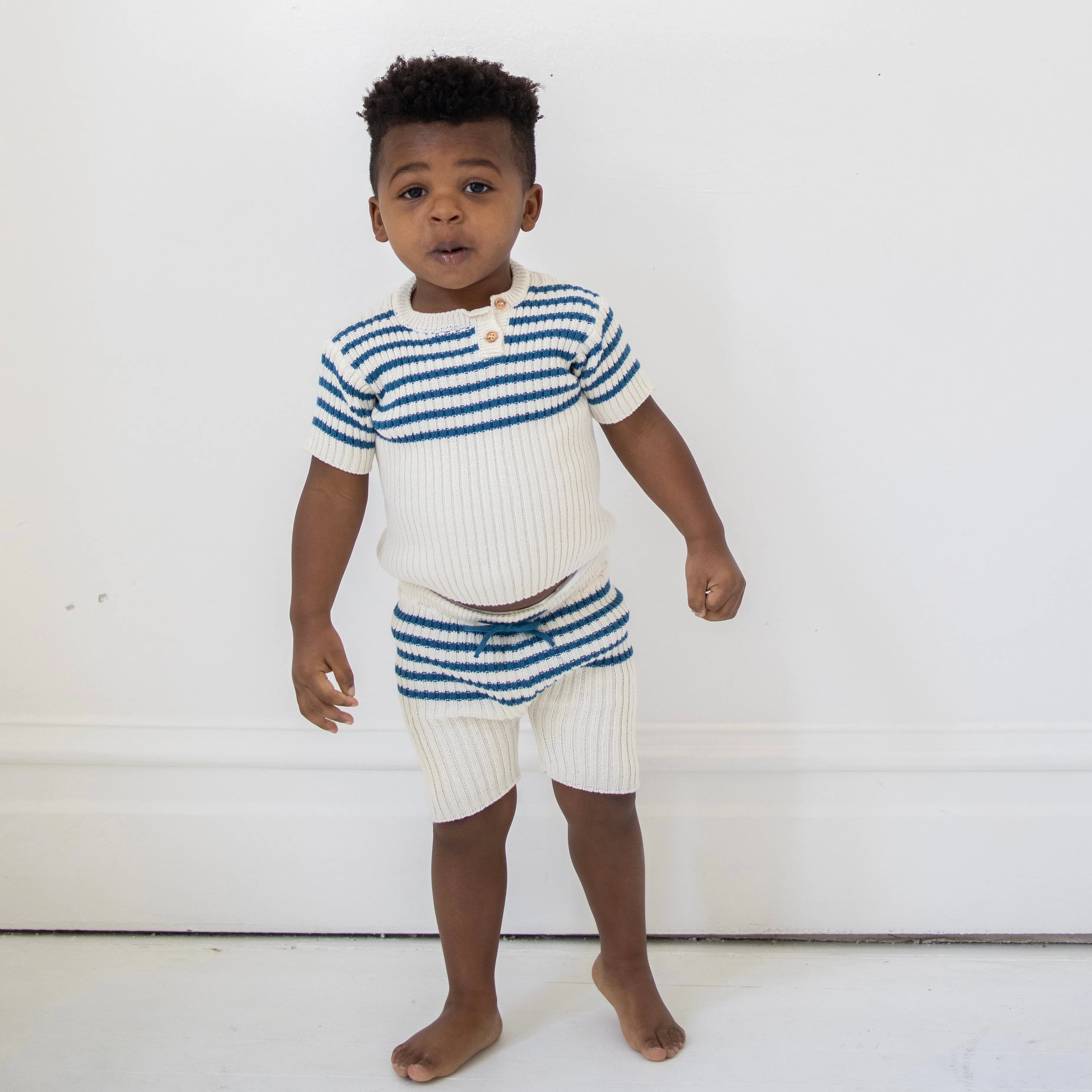 Heritage Knit Short - Ocean Stripes
