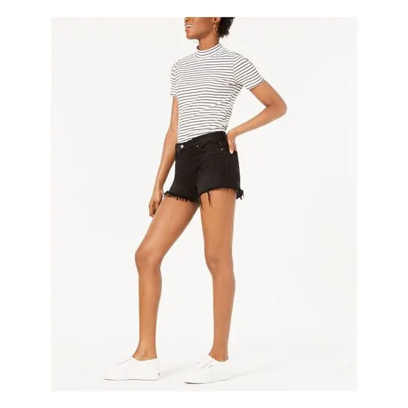 HUDSON Womens Black Distressed Shorts Juniors 28