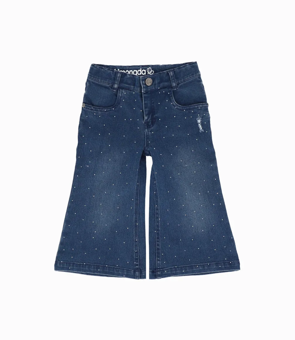 Jeans Bebé Acampanado Con Brillos