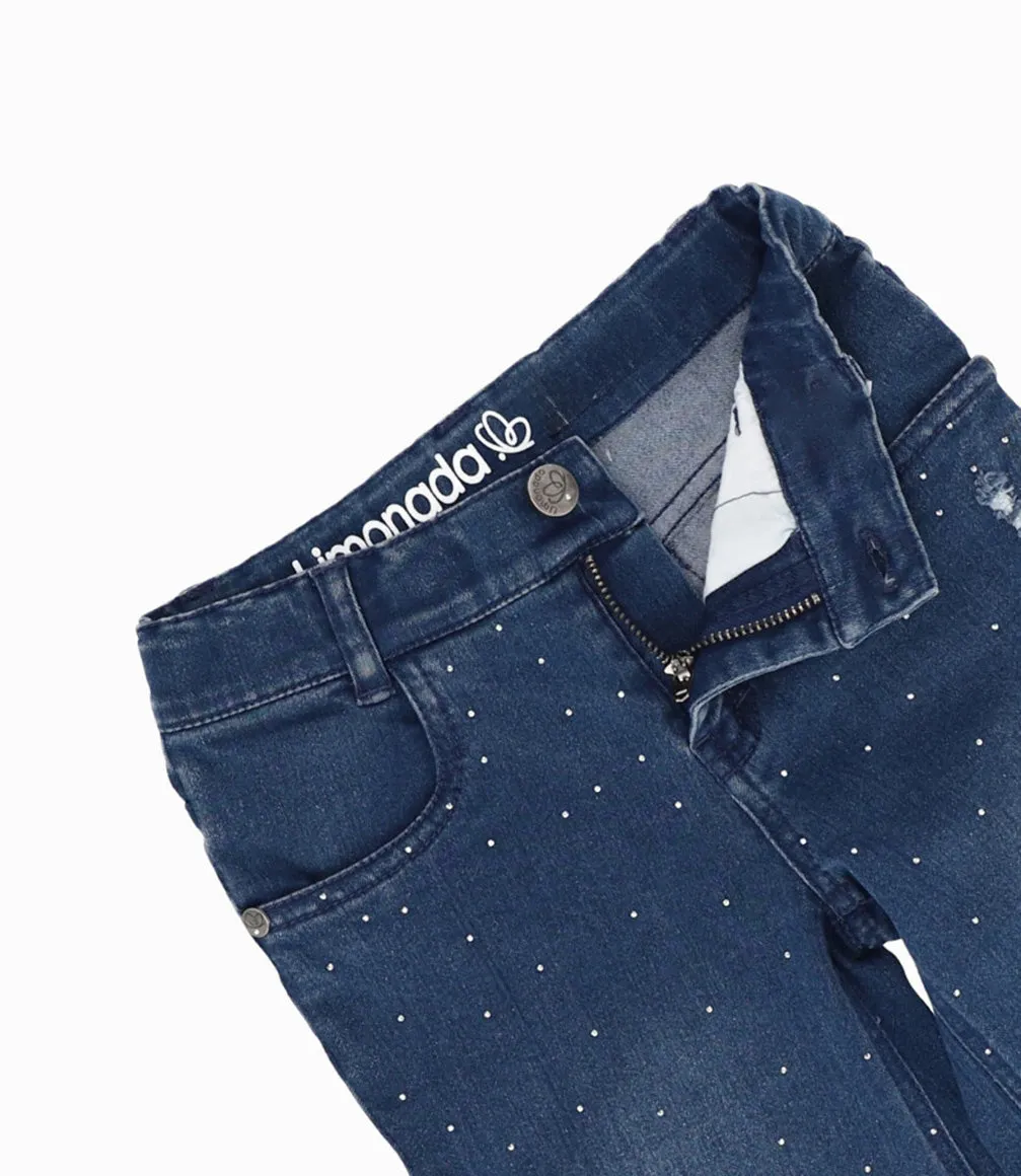 Jeans Bebé Acampanado Con Brillos