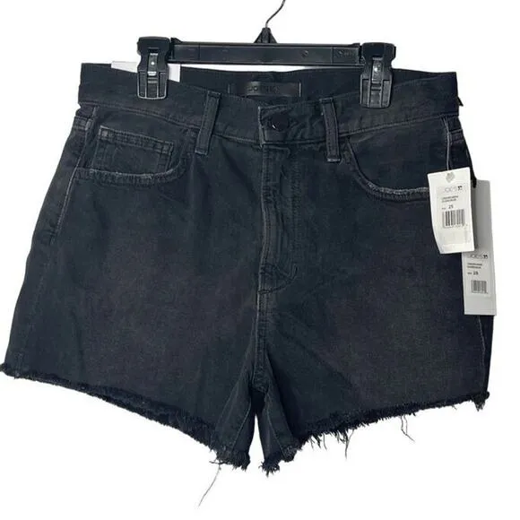 Joe’s Womens Overdrive Black Cut Off Raw Hems Shorts Jeans 100% cotton  New