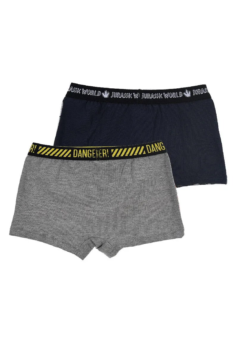 Jurassic World Organic Cotton Boys Boxer Shorts 2Pk Khaki