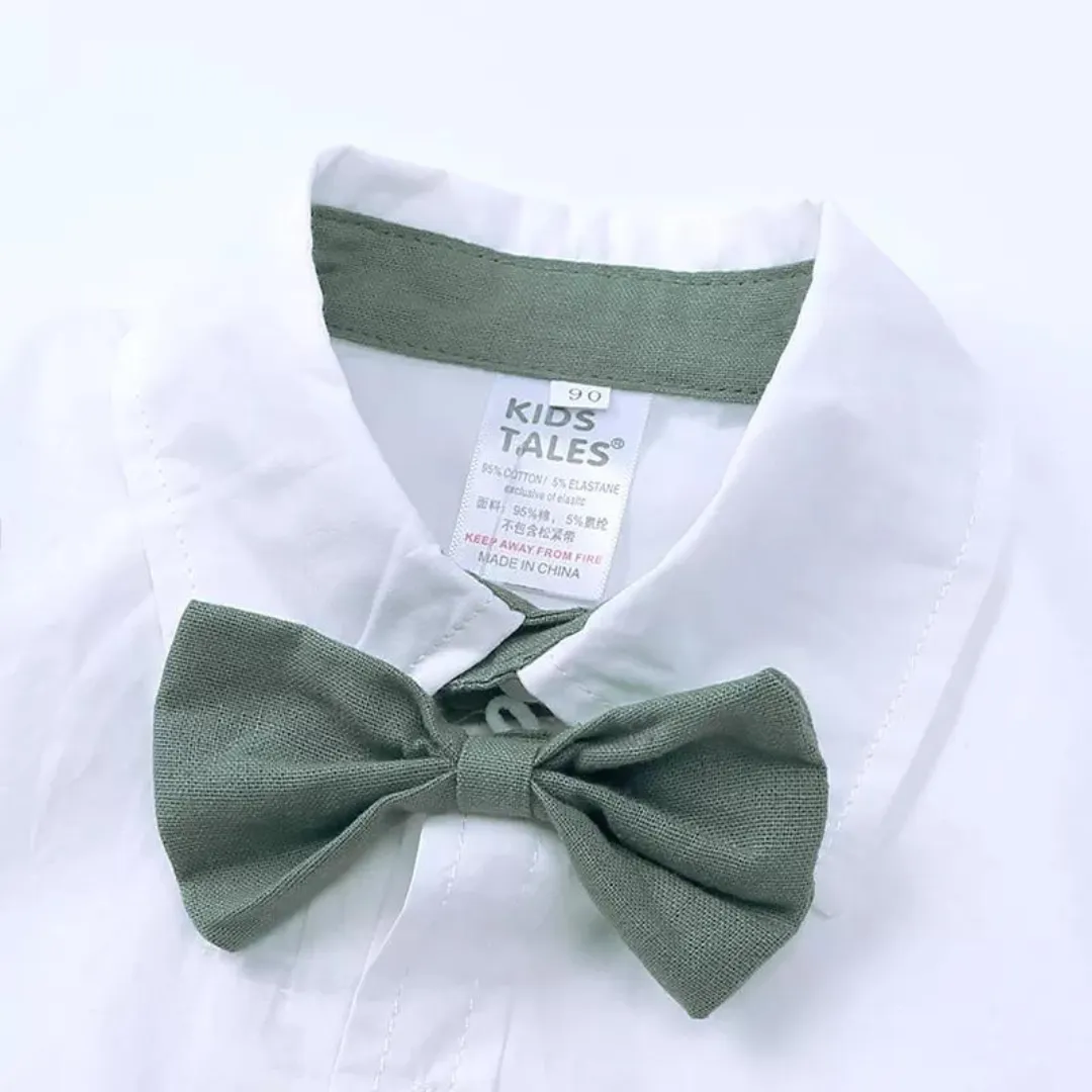 Kids Tales Boy's Shorts, Braces and Shirt Sets - Sage