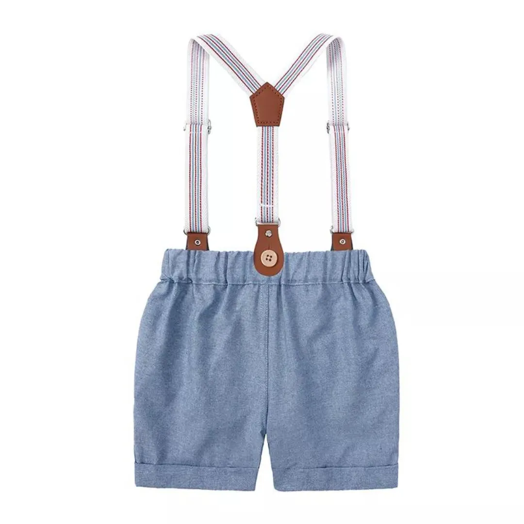 Kids Tales Boy's Shorts, Braces and Shirt Sets - Sage