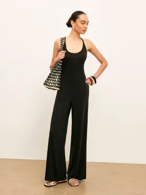 Knit Backless Sleeveless Scoop Neck Jumpsuit
