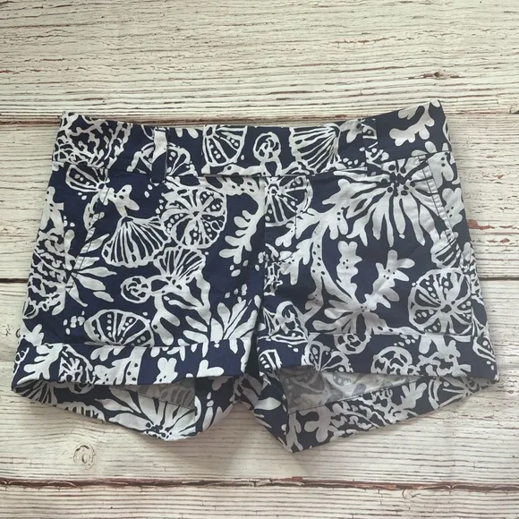 Lilly Pulitzer Barclay Shorts in Under the Sea Shells Navy/White Sz 0