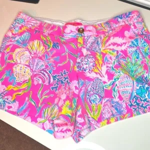 Lilly Pulitzer Callahan Knit Shorts Pink Isle Shell Me Something Good 5&quot;