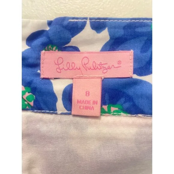 Lilly Pulitzer Jarvey Skort Blue Floral Size 8