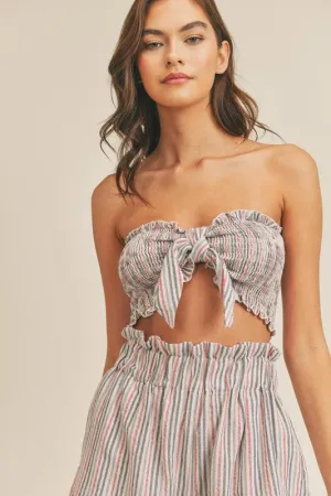 Mable Stripe Smocking Tube Top & Shorts Set