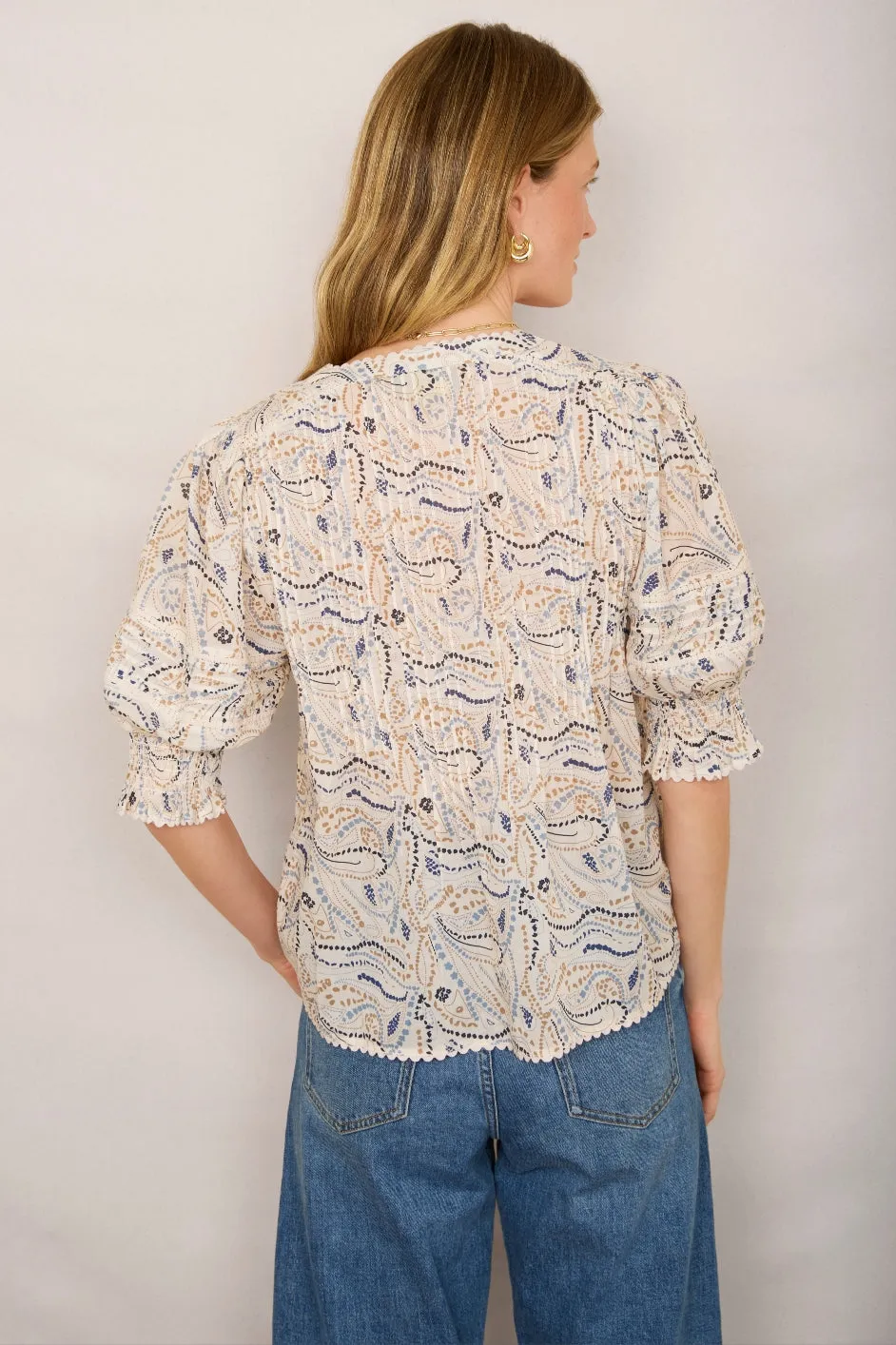 Maddison Blouse - Blue Paisley