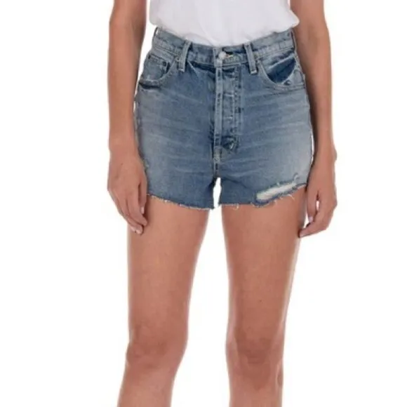 Modern American east side high waist cut off denim shorts in Durango