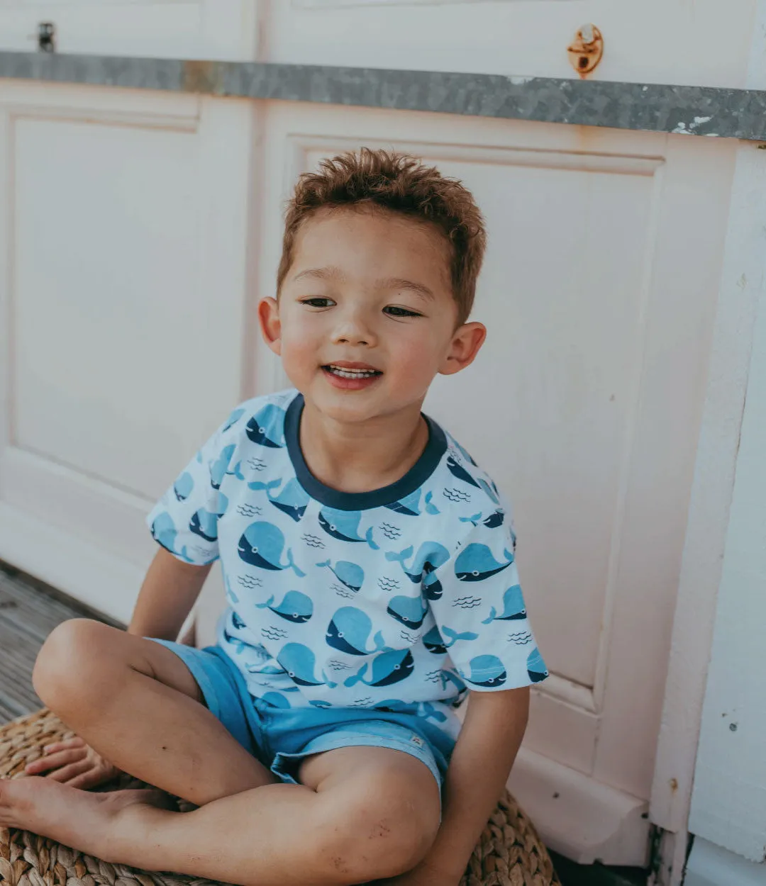 Multicoloured Whale, Stripe Print And Plain T-Shirts - 3 Pack