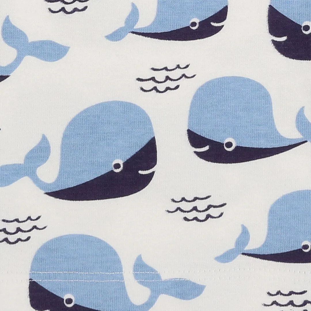 Multicoloured Whale, Stripe Print And Plain T-Shirts - 3 Pack
