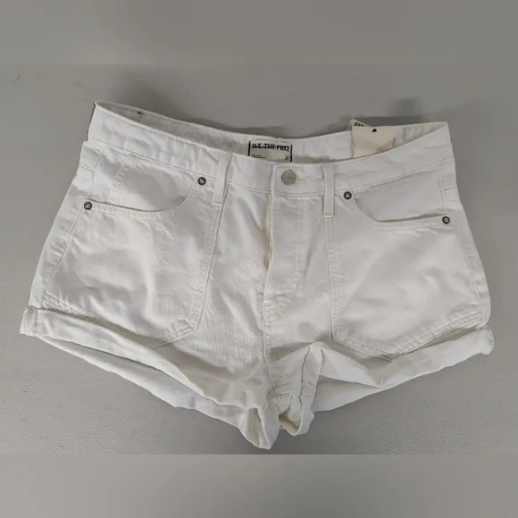 New Free People Beginners Luck Shorts Womens 31 Slouch Denim White We The Free