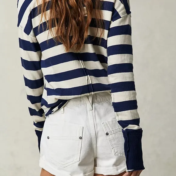 New Free People Beginners Luck Shorts Womens 31 Slouch Denim White We The Free