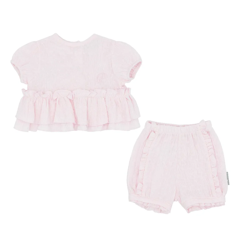 New In Pastels & Co Girls Pink Bow Shorts Set