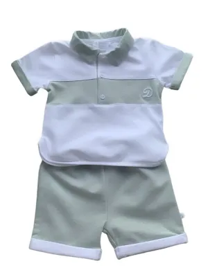 Pale Green and White 2-Piece Short Set