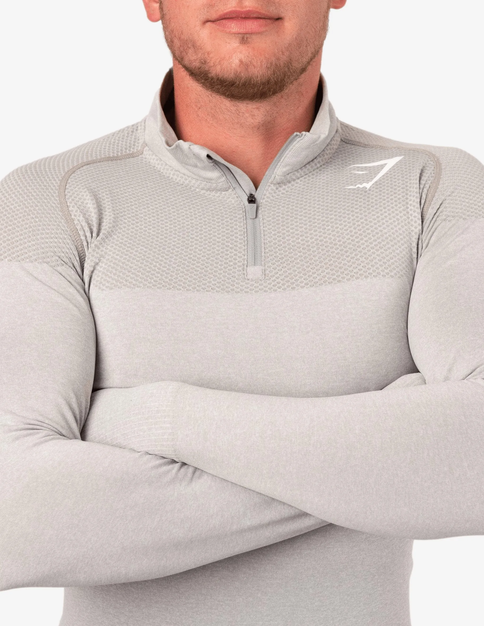 PHANTOM SEAMLESS 1/4 ZIP PULLOVER LIGHT GREY MARL